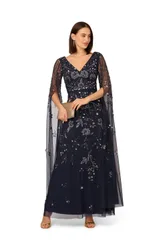 Womens Beaded Long Sleeve Dress - Blue - Size 8 Uk