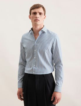 Slim Business Hemd Gestreift Grün 45