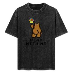 Bit Bear - Play with Me T-Shirt Basic Solid Tee for Daily Use