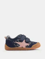 Kids' Leather Riptape Floral Star Trainers (4 Small-10½ Small) Navy Mix Female