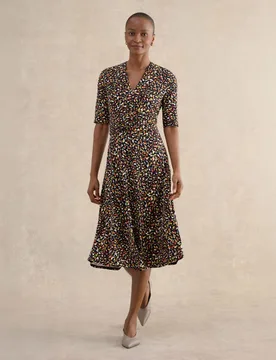 Jersey Printed V-Neck Midi Skater Dress Multi female - Hobbs - FashionsVida