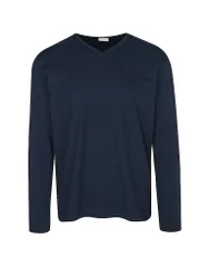 Pyjama Langarmshirt neptune blau M herren