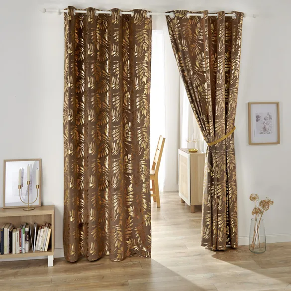 Samt-Vorhang Blätterdesign 140 x 230 cm - Eldo - FashionsVida