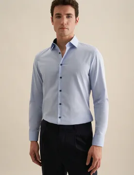 Shaped Business Hemd Uni Blau 38 - Seidensticker - FashionsVida