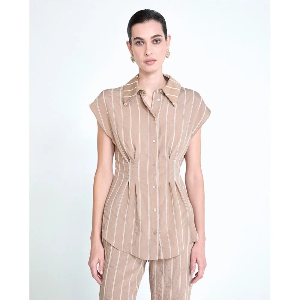 Camisa de mujer de rayas con pinzas - Lola Casademunt - FashionsVida