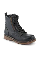 Women's Wide-Fit Leather Zip-Up Boots in Black Size: 9 - Black - Size: 9