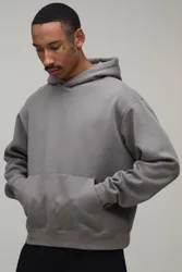 Herren Basic Oversized Boxy Hoodie Sweatshirt Grey Größe Medium