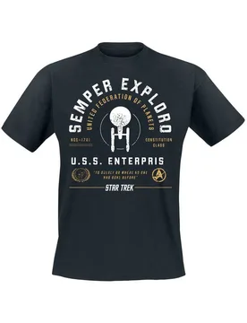 T-Shirt - United Federation - 3XL bis 4XL - für Männer - Größe 4XL - schwarz - Lizenzierter Fanartikel - Männer - male - Star Trek - FashionsVida