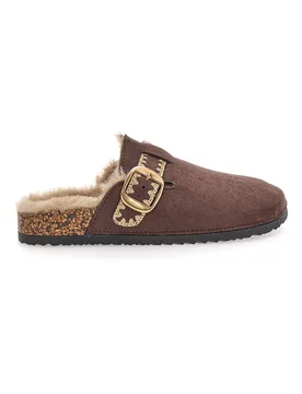 Pantofole marroni con fibbia e interno con pelo 1107 36 - ALTEMBERG - FashionsVida