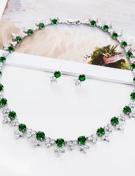 Popular Crystal CZ Cubic Zircon Bridal Wedding Round Necklace Earring Set Jewelry Sets for Women Accessories SE-CN10128 - Aliexpress - FashionsVida