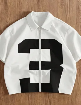 Camisa de manga corta de moda joven para hombre, camisa tejida con cremallera y corte cuadrado, estilo vintage americano y casual de calle, combinaci? - Shein - FashionsVida