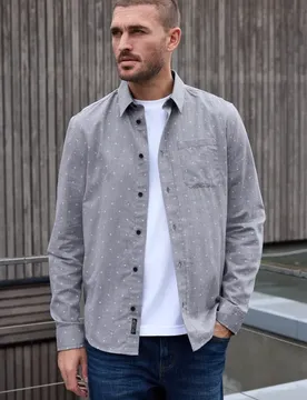 Street One Gemustertes Herringbone Hemd male Grau