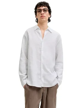 Camicia A Maniche Lunghe Blalaerance Linen Bright White XL - Jack & jones - FashionsVida