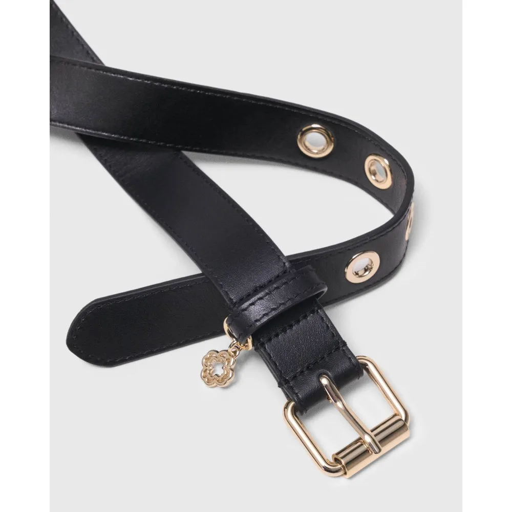 Cinturón de mujer de piel liso con hebilla dorada - Maje - FashionsVida