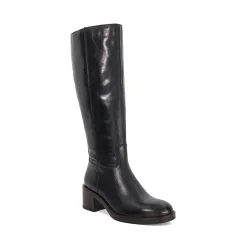 Womens Ladies Tammies - Leather Chunky Knee High Boots - Black - Size Uk 3