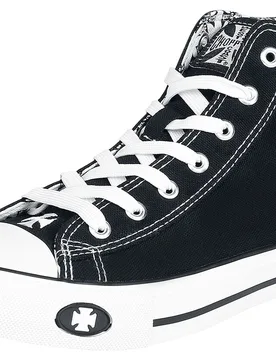 Rockabilly Sneaker high - Iron Cross - EU40 bis EU46 - für Männer - Größe EU40 - schwarz/weiß - Männer - male - West Coast Choppers - FashionsVida