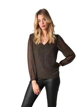 Chemisier à Manches Longues Ellina Black L