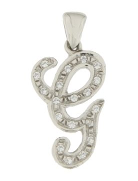 Ciondolo Lettera Iniziale G Oro Bianco GL100763