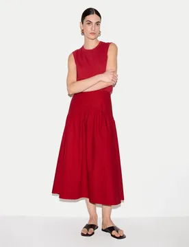 Pure Cotton Midi A-Line Skirt Red female - Jigsaw - FashionsVida
