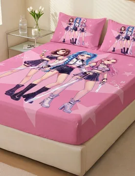 Pieza Sábana ajustada con estampado K-POP, protector de colchón, funda de cama, sábana, resistente a las arrugas, transpirable y cálida, apta para - Shein - FashionsVida