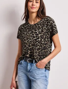 Shirt mit Leo-Muster female Schwarz - Street One - FashionsVida