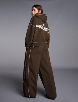 Sweat À Capuche Imprimé L Marron