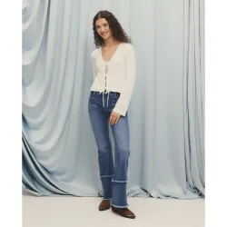 Pantalón de campana liso de mujer