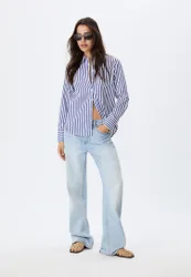 Basic-Popelinhemd mit Streifen und Tasche Marineblau XL