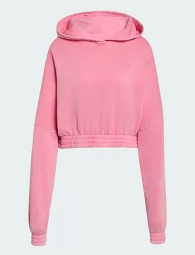 Acid-Wash Crop Hoodie 2XS Bliss Pink - Adidas - FashionsVida