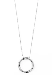 Open Circle Mid Length Necklace - Silver