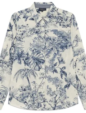 Camisa de mujer con estampado floral y ribete a contraste - Caroll - FashionsVida