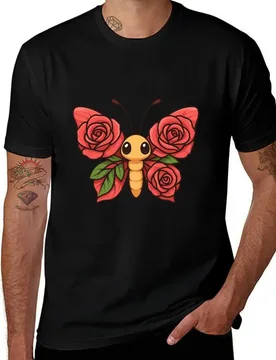 Butterfly with Rose Wings Floral Butterfly Art Blooming Rose Wings Design T-Shirt blacks summer 2025 Men's clothing - Aliexpress - FashionsVida