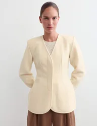 Pure Wool Waisted Jacket Oatmeal female
