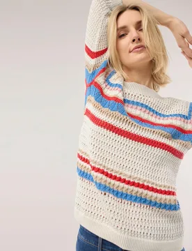 Pullover im Häkel-Look, normale Größen, Farbe Beige, 44, reine Baumwolle herrlich luftdurchlässig Damen - Walbusch - FashionsVida