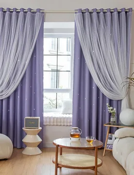 Pieza Cortina opaca para dormitorio y sala de estar hueco con estrella de doble capa simple poliéster - Shein - FashionsVida