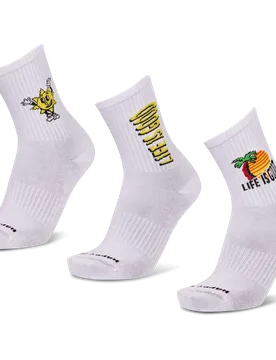 Crew 3 Pack Unisex Socks - White - Size M4-7 W3.5-6.5 - Cotton - White - Size: M4-7 W3.5-6.5 - Happy socks - FashionsVida