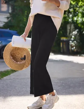 Street One Wide Leg Hose in Rippstruktur female Schwarz - Street One Studio - FashionsVida