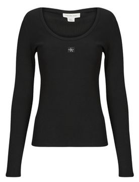 Langarmshirt Ls Woven Label 2x2 Rib Scoop Nec Eu S;Eu M;Eu L;Eu Xl;Eu Xs Female