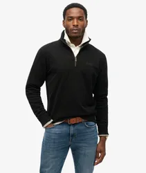 Superdry Herren Essential Logo Sweatshirt mit Halbreißverschluss Schwarz - Größe: S