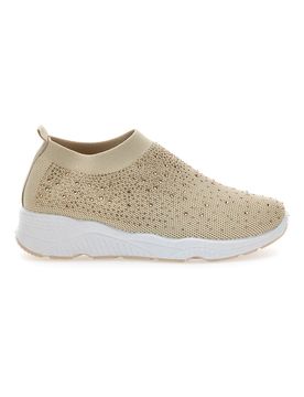 Sneakers Slip On Beige con Strass 090263 37