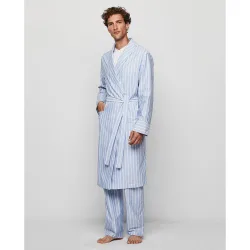 Bata de hombre Oxford de algodón rayas