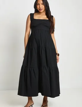 Womens Maternity Bengaline Milkmaid Midi Dress - Black Viscose - Size 10 Uk - Boohoo - FashionsVida