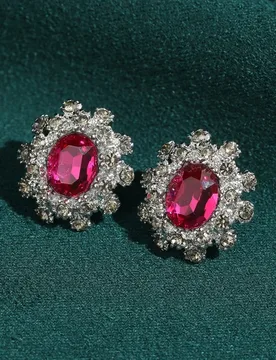 Vintage Purple Red Emerald Green Oval Crystal Earrings Jewelry Gold Color Art Deco For Woman Trendy Luxury High Quality Gift - Aliexpress - FashionsVida