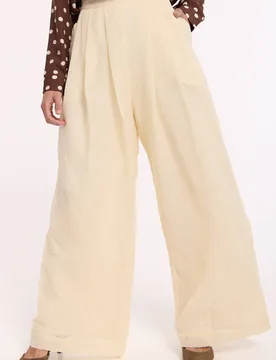 Women's Butter Cream Wide Leg Trousers Size: Medium - Cream - Size: M - House of Holland - FashionsVida