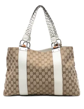 Medium GG Canvas Bamboo Libeccio Tote - Gucci - FashionsVida