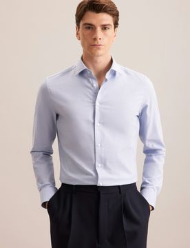 X-Slim Flanellhemd Uni Blau 44