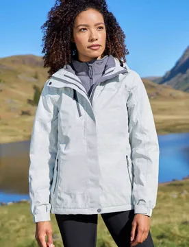 Bracken Melange Womens 3 in 1 Jacket - White - White - Size: 16 - Mountain Warehouse - FashionsVida