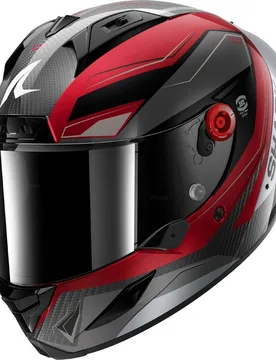 Casco Moto Integrale AERON MEKARIUM Carbon Rosso Silve taglia XL - Shark - FashionsVida