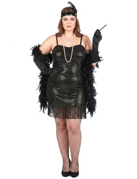 Charleston-Kostüm Plus Size für Damen schwarz - female - KARNEVAL-MEGASTORE - FashionsVida