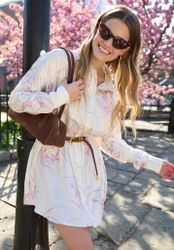 Kristy Button Down Large Floral Shirtdress In Cream - 8